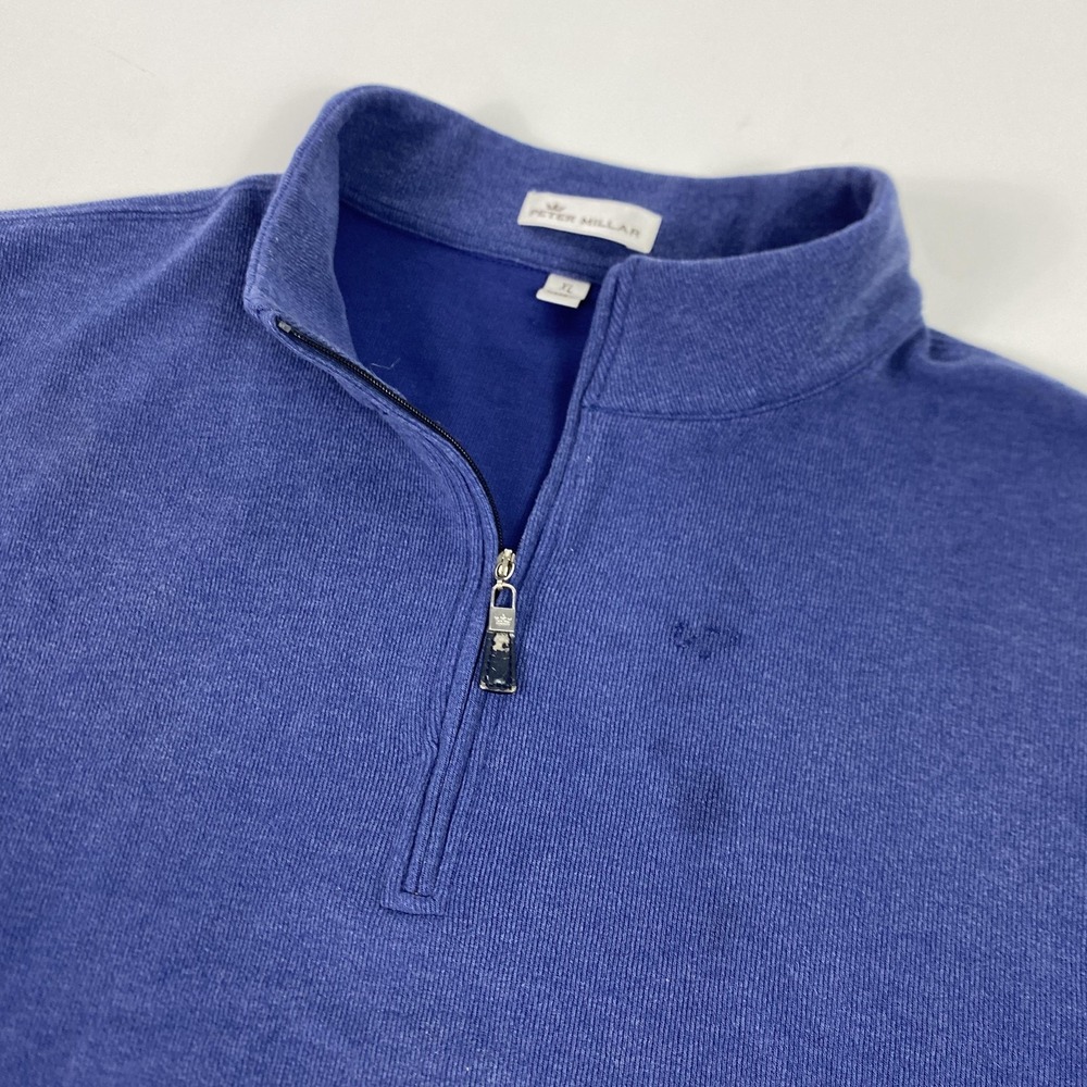 Peter Millar Sweater Mens XL Blue Quarter Zip Mock Neck Golf Knit Pullover